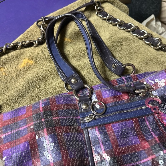 Coach LG Limited edition tartan glam sequin spotlight tote/overnight bag #15890 - Picture 4 of 6